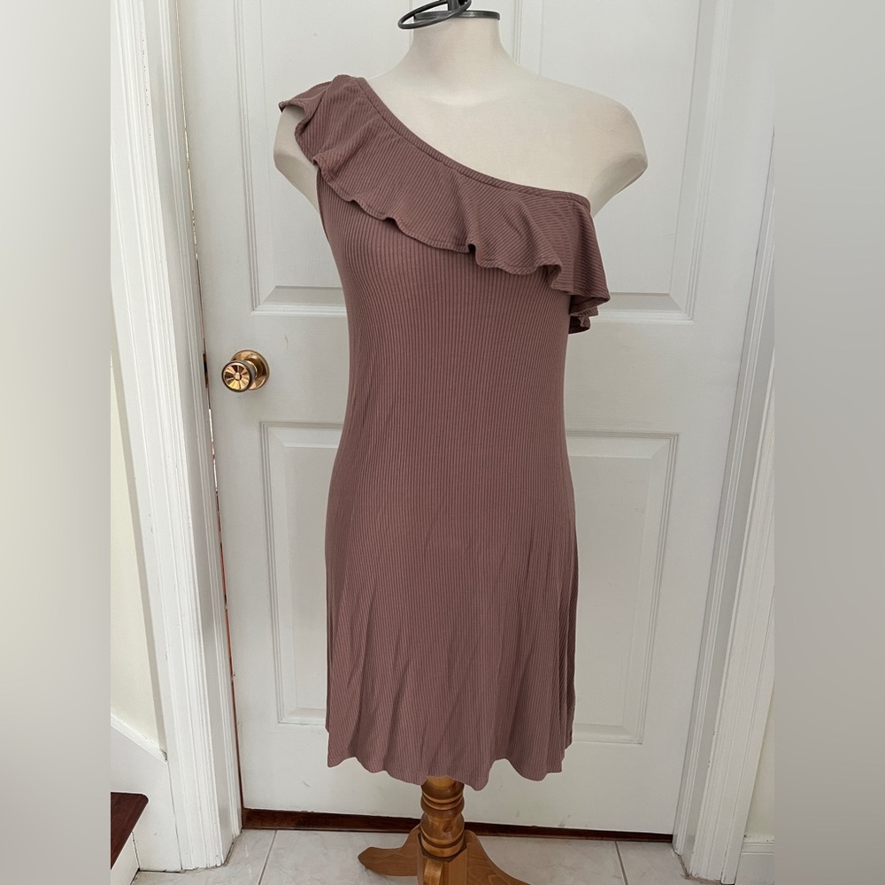 American Eagle Outfitters One-Shoulder Mauve Dress